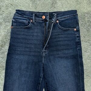 EXPRESS Dark Wash Straight Super High Waist Jeans